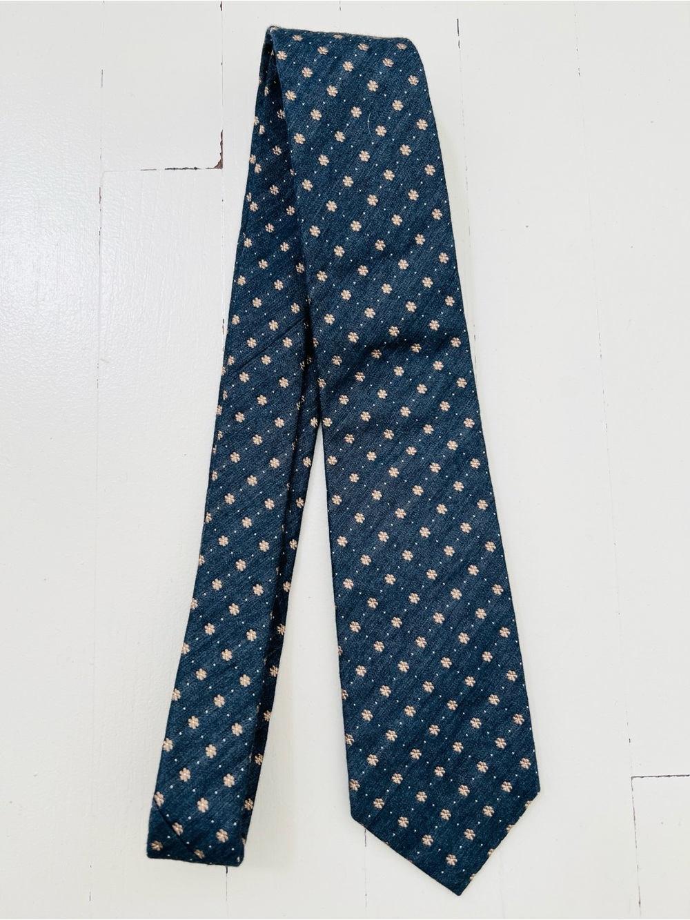 Suitsupply Blue Tie with Floral & Dot Pattern